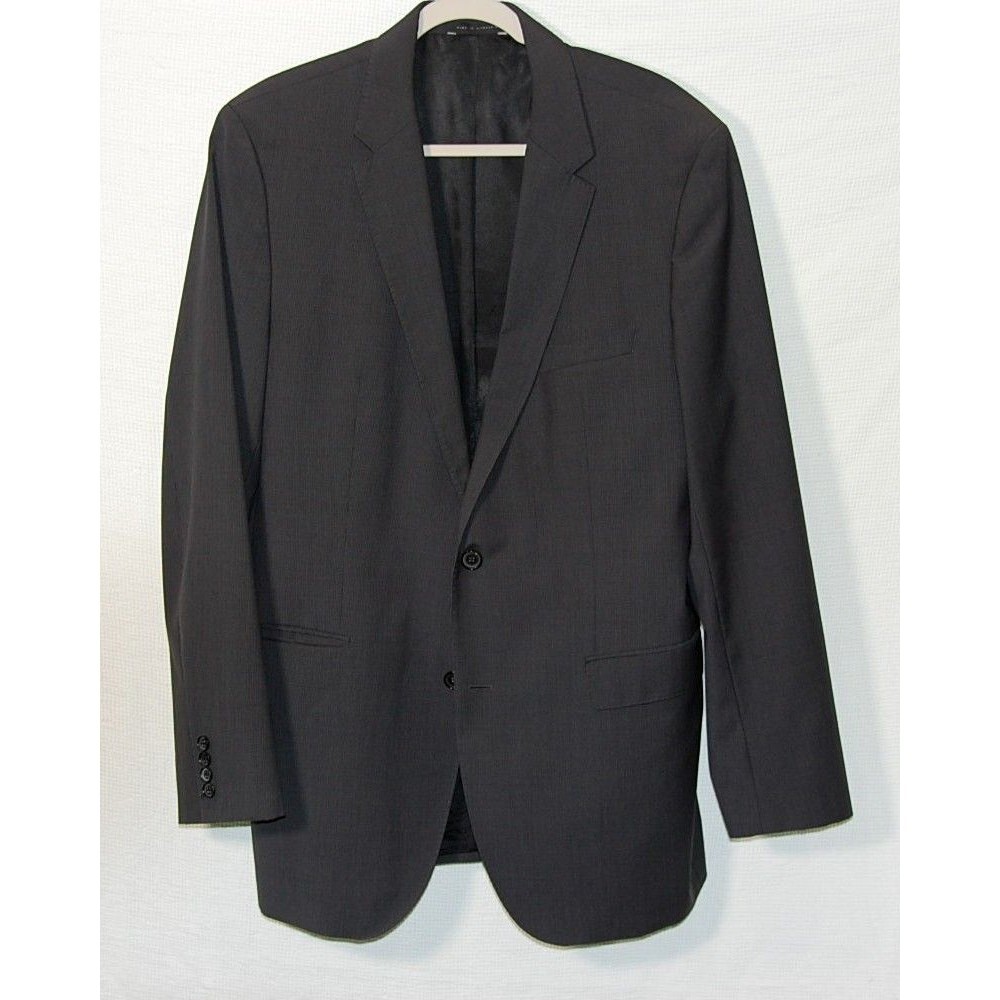 Hugo Boss Super 100s Wool Blazer Mens 44L Charcoal Gray Sport Coat EUC